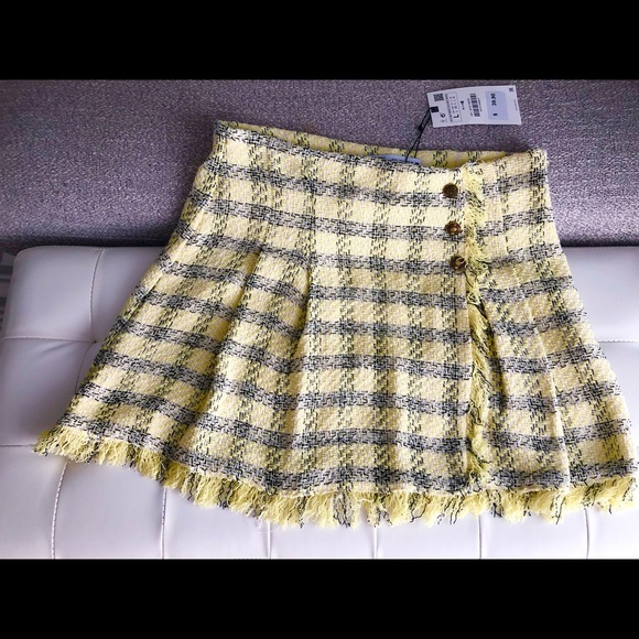 Zara textured weave mini skirt, yellow - Picture 3 of 4